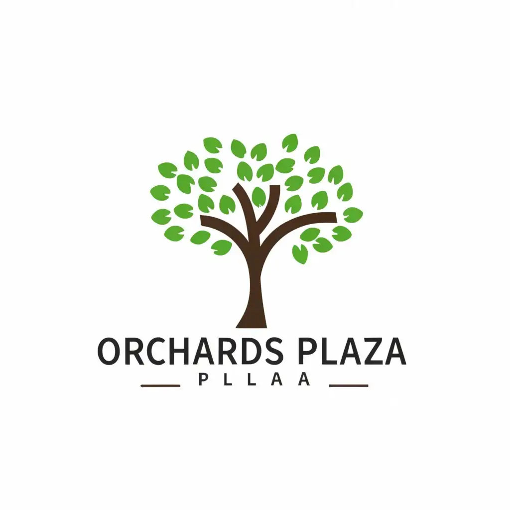 a logo design,with the text "Orchards Plaza", main symbol:Trees, grove,Minimalistic,be used in Retail industry,clear background