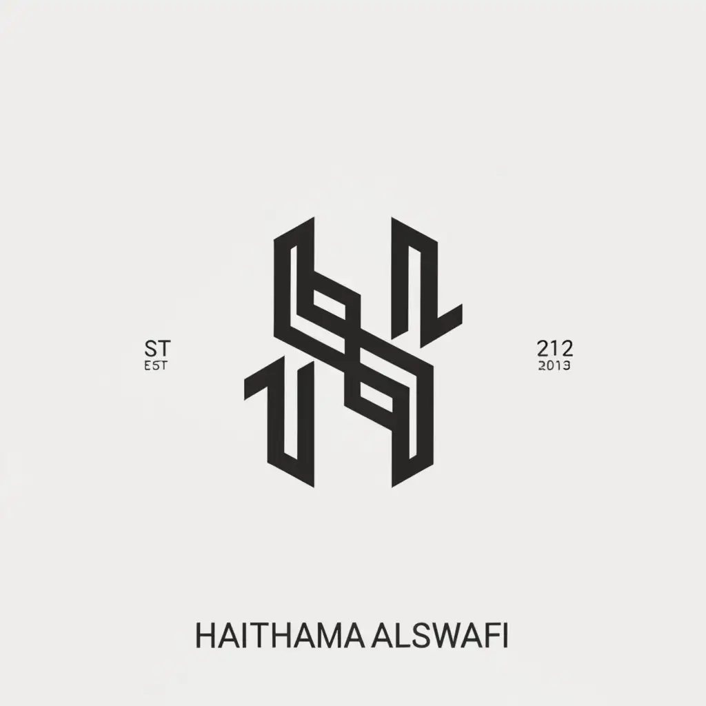 a logo design,with the text "HAITHAM ALSHAWAFI", main symbol:'H',Minimalistic,clear background