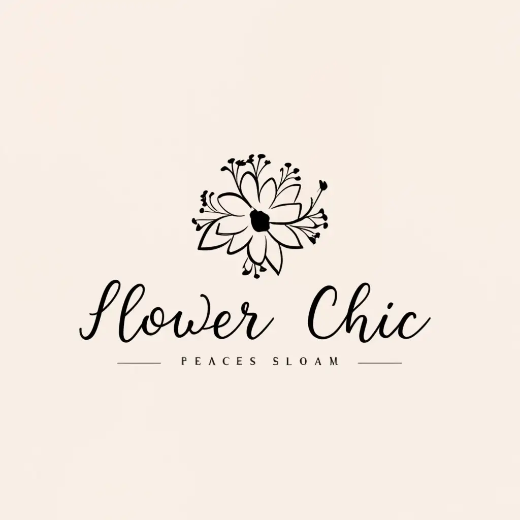 a logo design,with the text "FLOWER CHIC", main symbol:FLOWERS BOUQUET,Minimalistic,clear background
