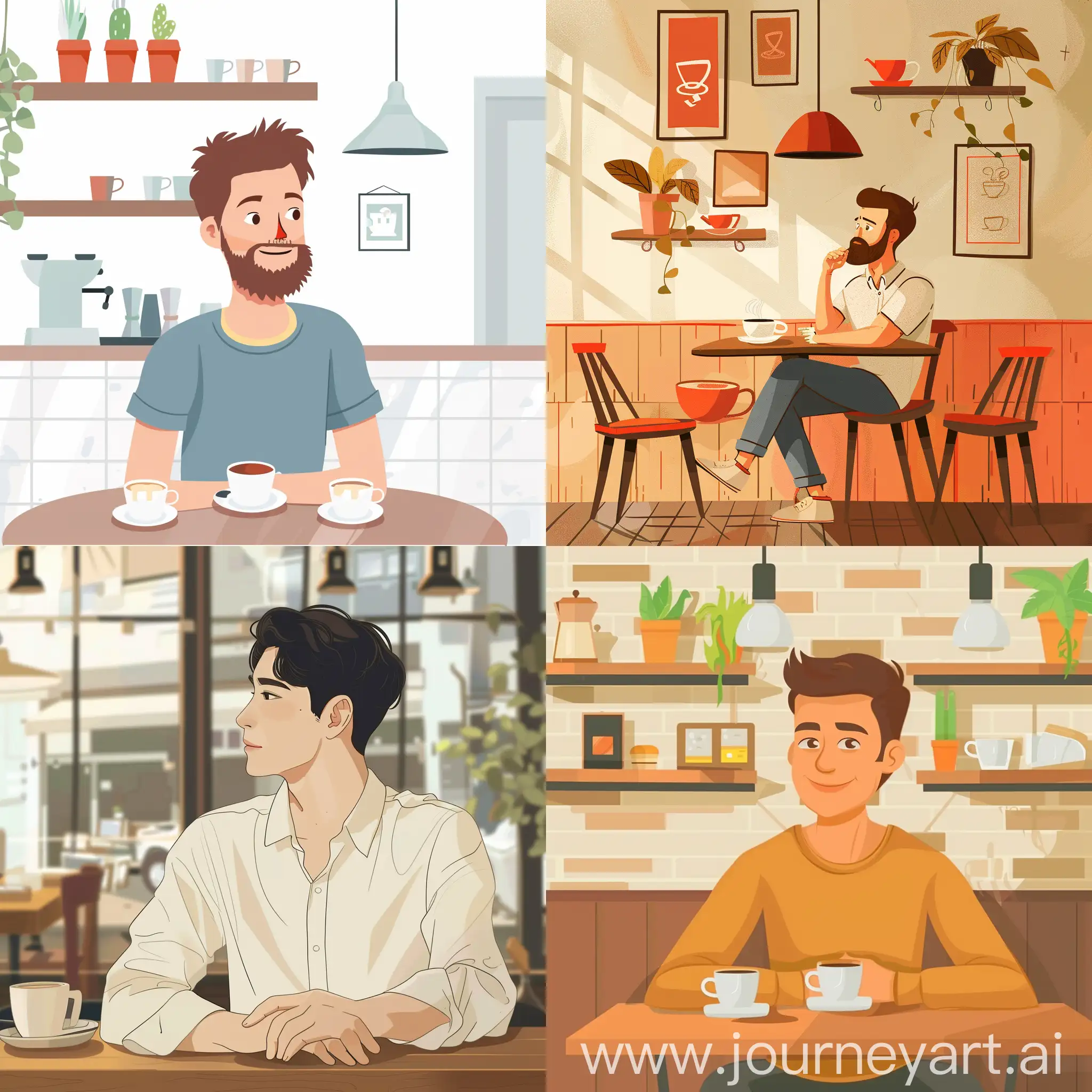 Cartoon-Man-Enjoying-Coffee-in-Cozy-Cafe-Setting