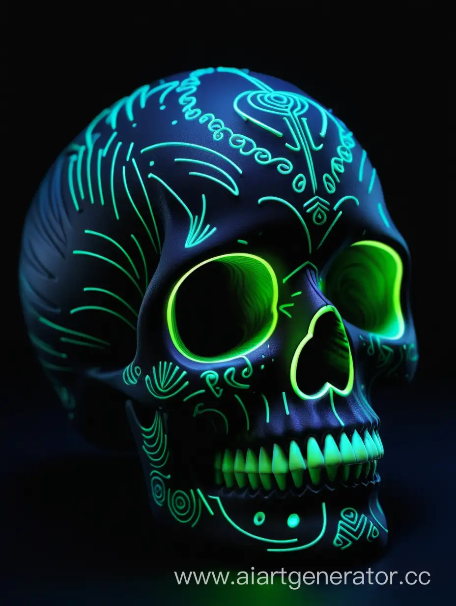 Neon-Patterned-Matte-Black-Skull-on-Dark-Background