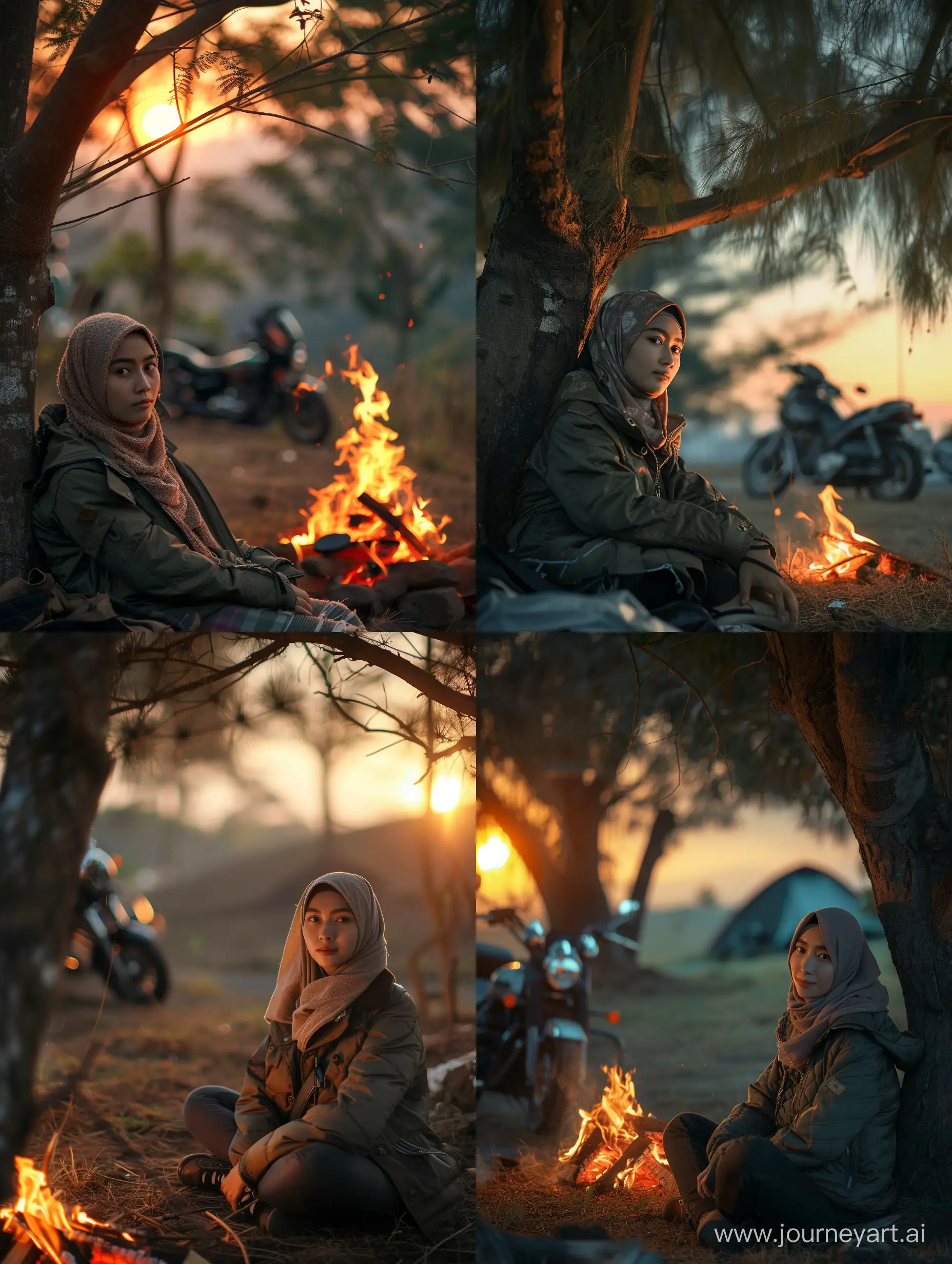 Serene-Indonesian-Javanese-Woman-in-Stylish-Hijab-by-Sunset