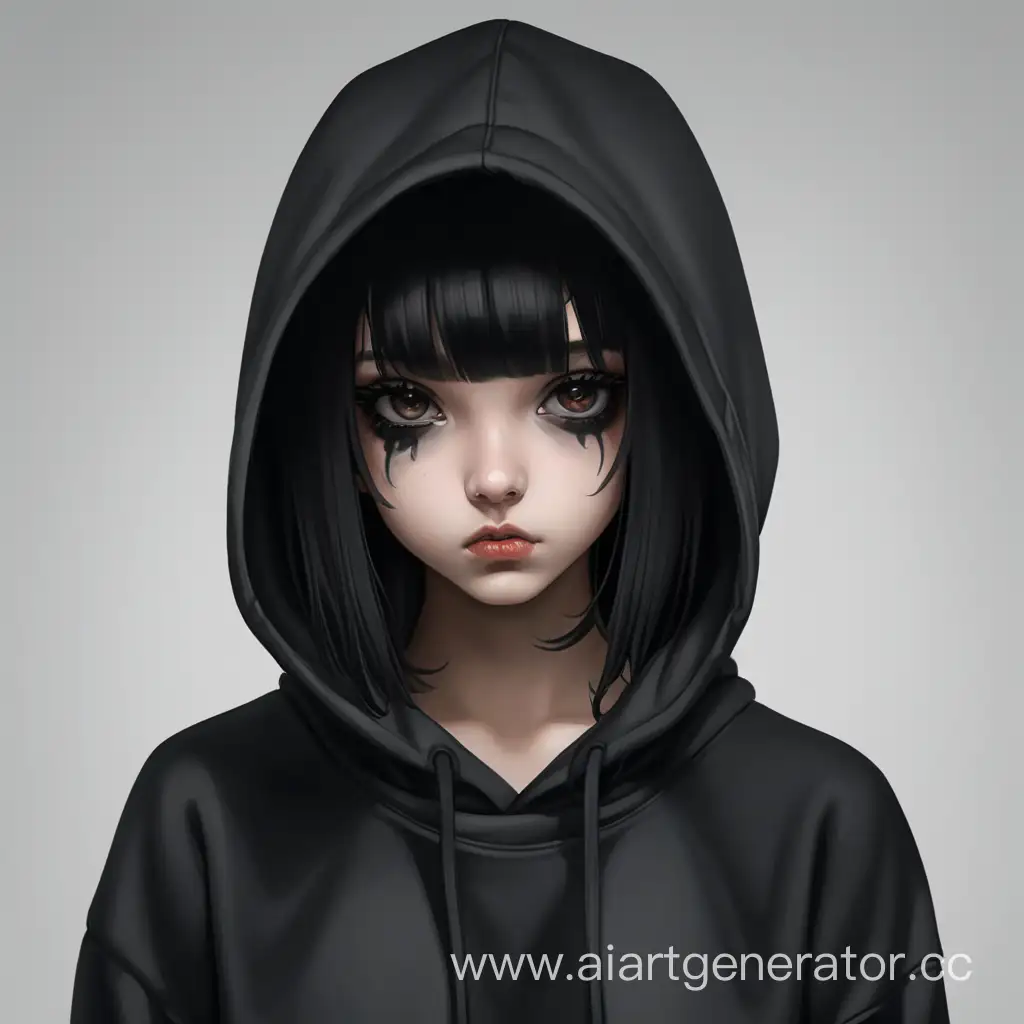 Stylish-Girl-in-Black-Hoodie-with-Bobbed-Hair-and-Black-Eyes