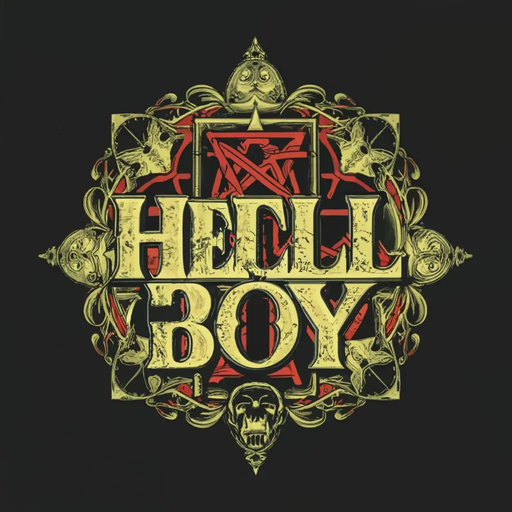 logo, OCCULT, with the text "HELL BOY", typography