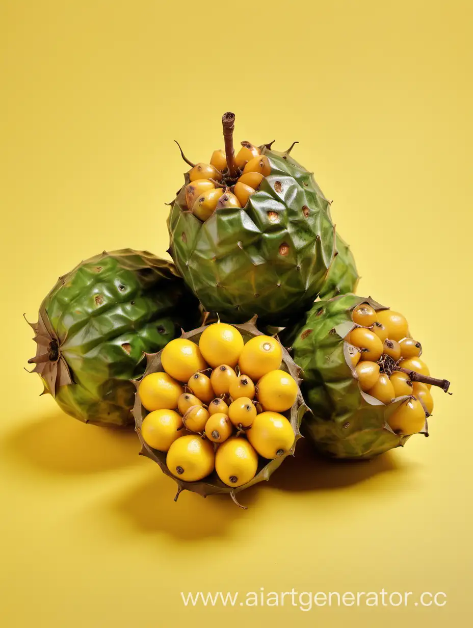 Asam Kumbang fruit on yellow background
