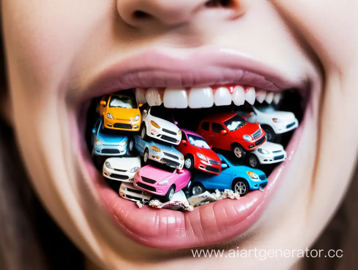 Girls-Mouth-Filled-with-Crushed-Tiny-Cars