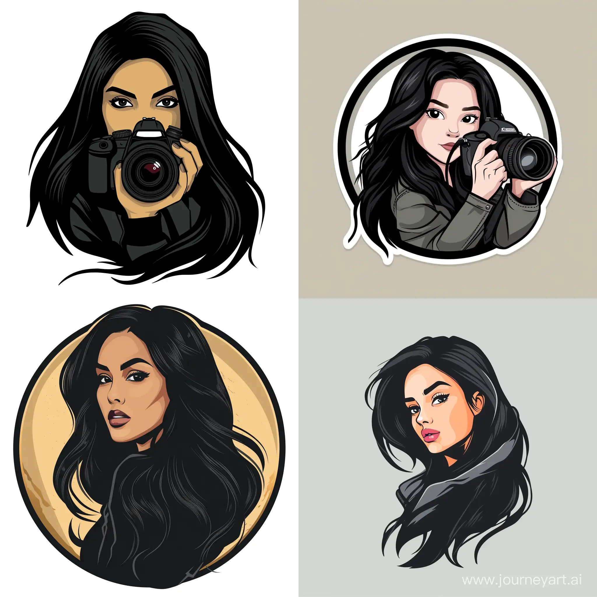 Elegant-Woman-Photographer-Logo-with-Long-Black-Hair