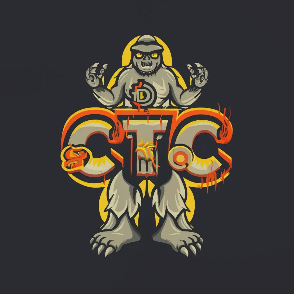 a logo design,with the text "CTC", main symbol:cupacabra bigfoot bitcoin
,complex,be used in Technology industry,clear background