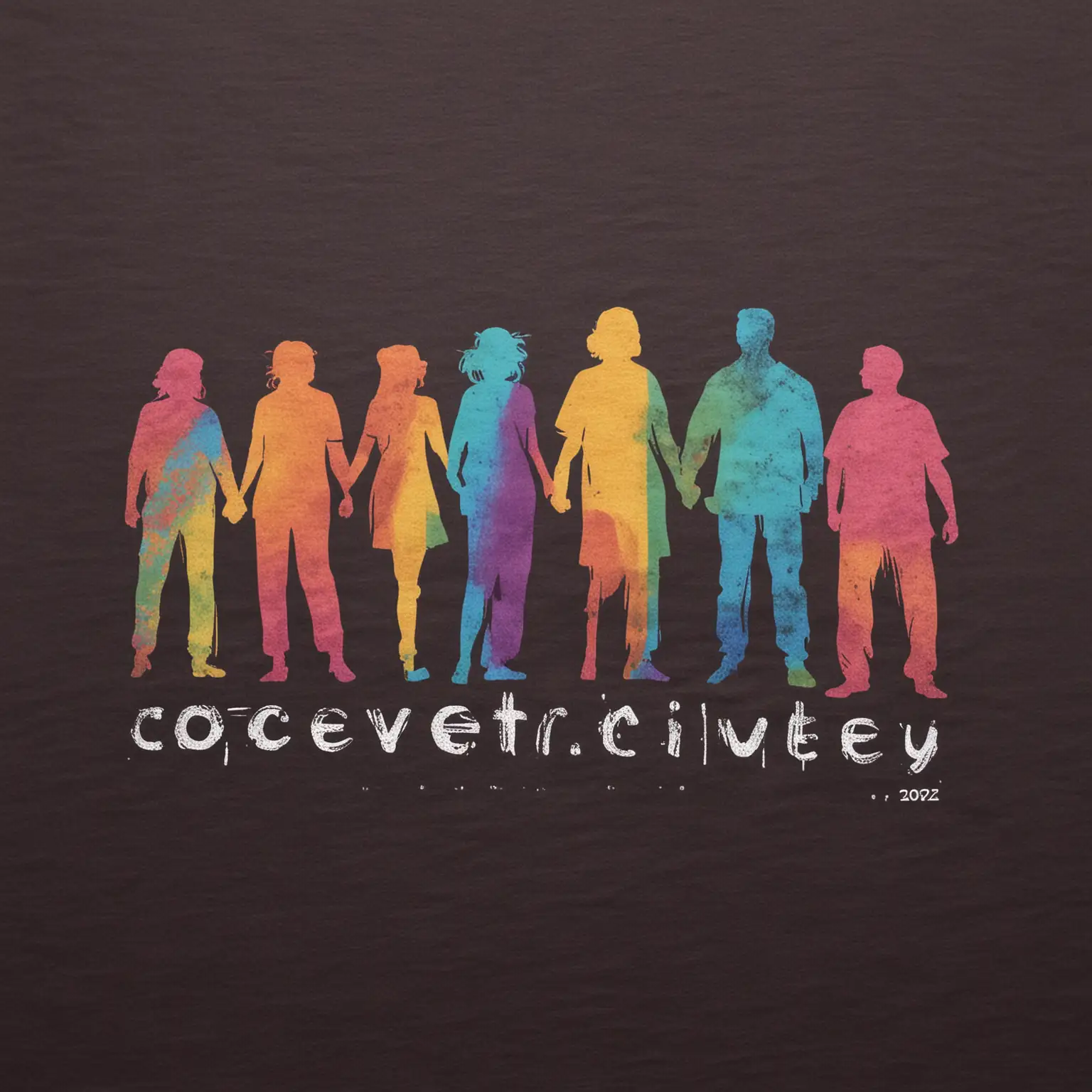 Vibrant Silhouettes of Diverse Individuals with Celebrate Diversity Text in Modern Boho Style
