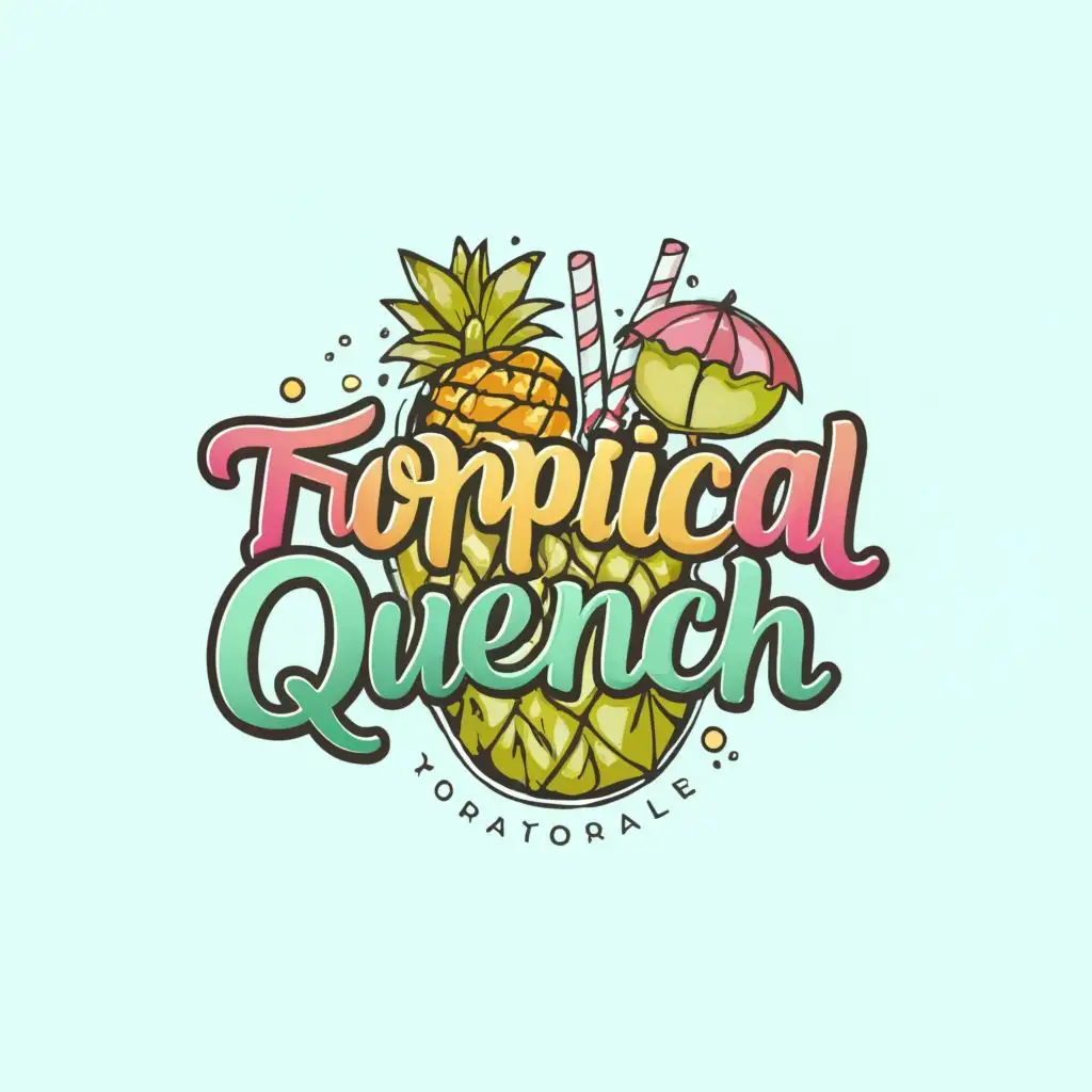 a logo design,with the text "Tropical Quench", main symbol:fruits,Moderate,clear background
