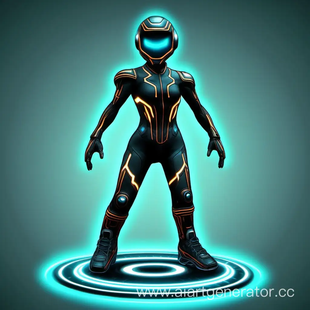 Game asset art similar to Tron but the player is on disc like rollerblades
