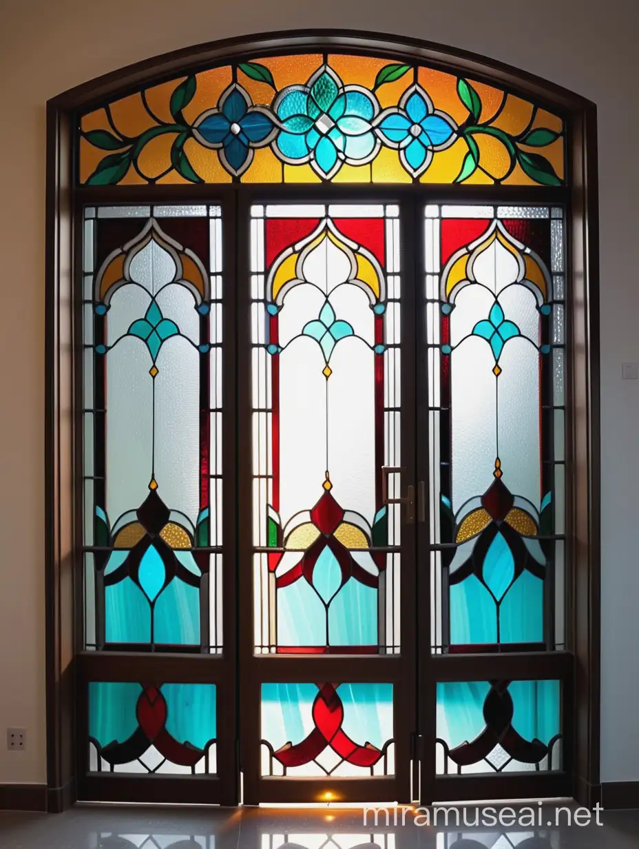 EasternStyle Stained Glass Tiffany Partition with Colorful Glass Design