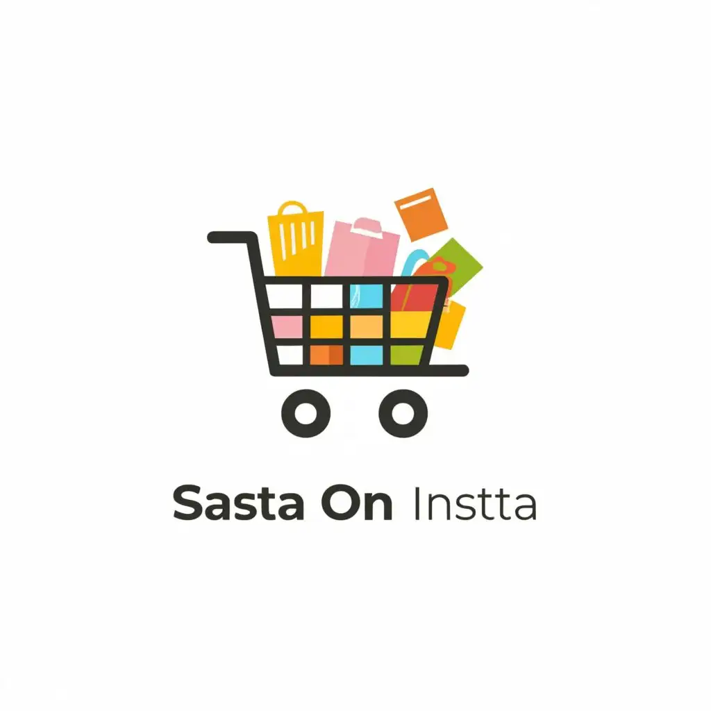 a logo design,with the text "sasta on insta", main symbol:shopping cart,Moderate,clear background
