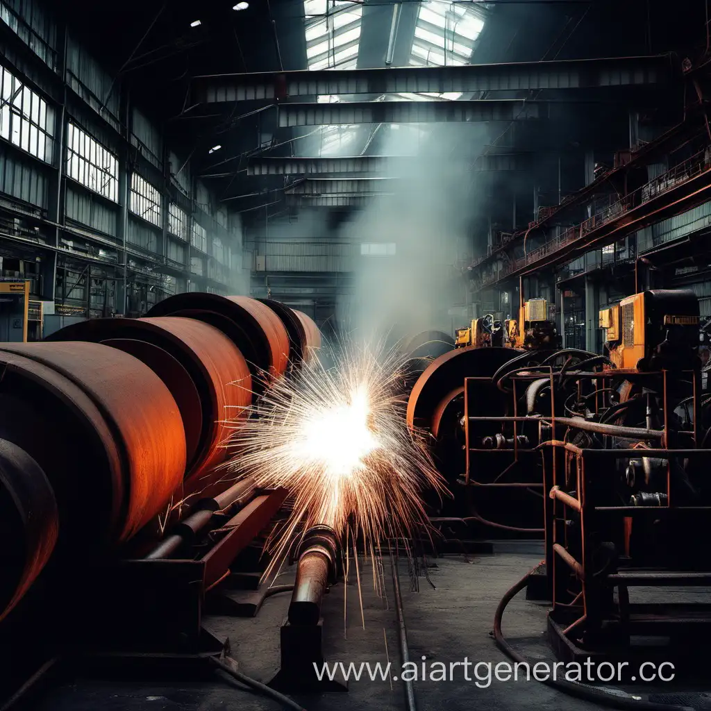 Industrial-Factory-with-Metal-Machinery-and-Sparking-Pipes