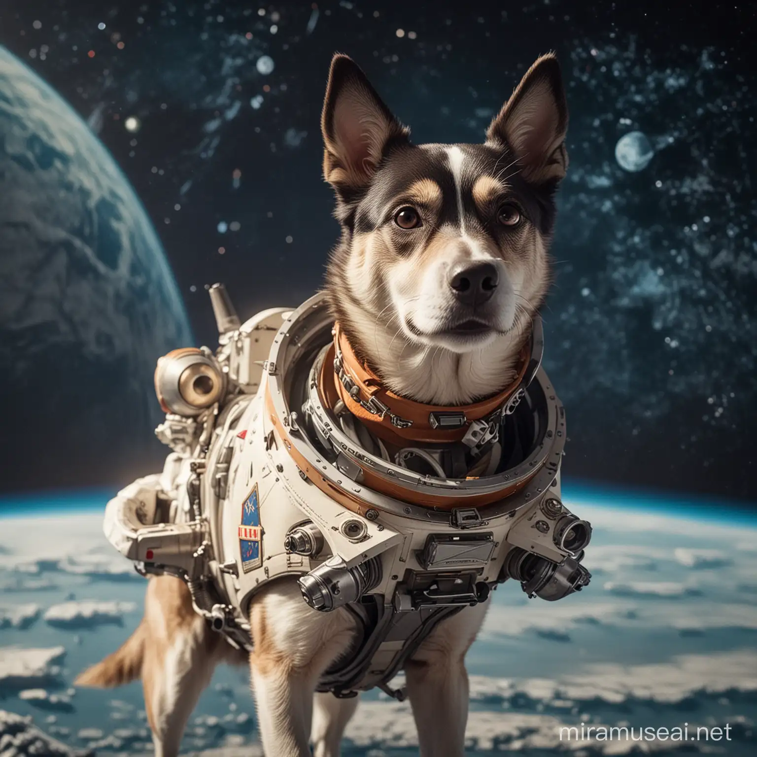 Laika the Pioneering Space Dog Aboard the Solana Spacecraft