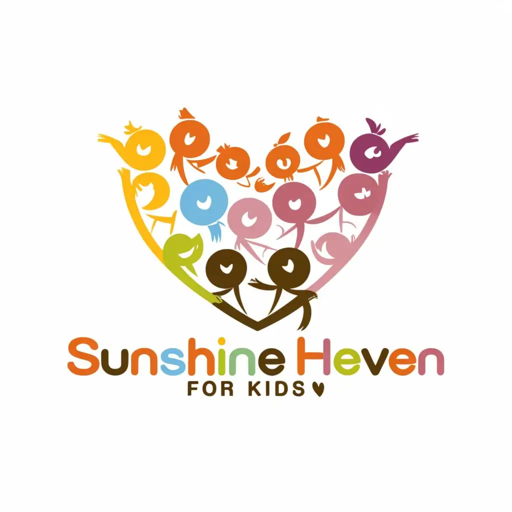 a logo design,with the text "Sunshine Heven for kids  ", main symbol:heart, children, foundation,Moderate,clear background