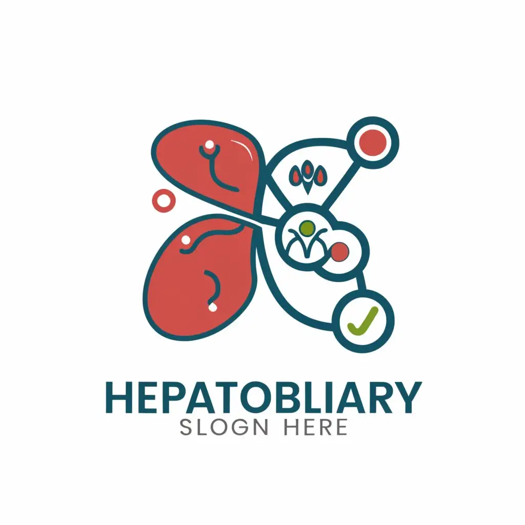 a logo design,with the text "Hepatobiliary and endocrine system", main symbol:Liver, Endocrine system, person in pain,Moderate,clear background