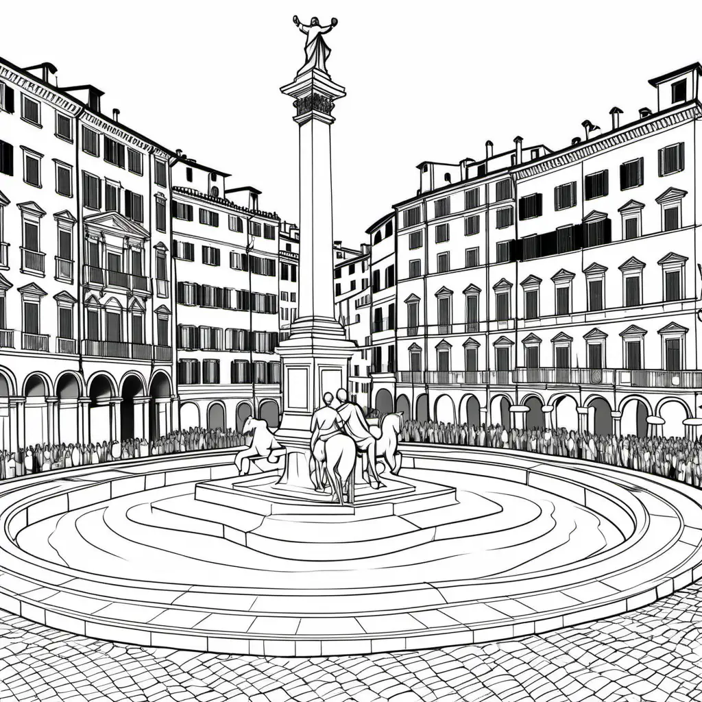 Piazza Navona Rome Italy Coloring Page