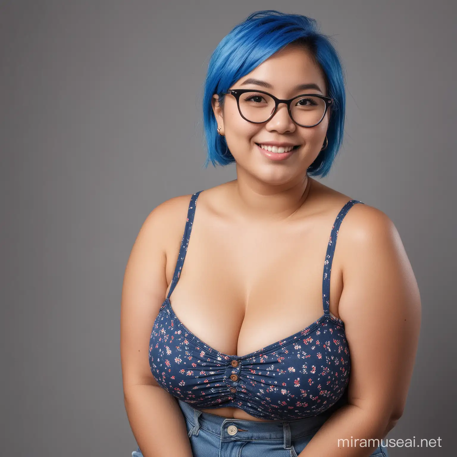 fat plus size obese age 18 young  filipino singaporean woman happy fuller figure beautiful with blue hair manic pixie dream girl mpdg with a full bust quirky