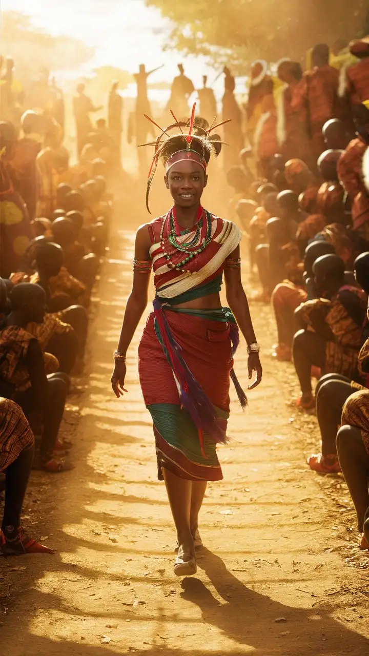 imagine a 4000K image of a woman walking down a path in Africa that leads to empowerment