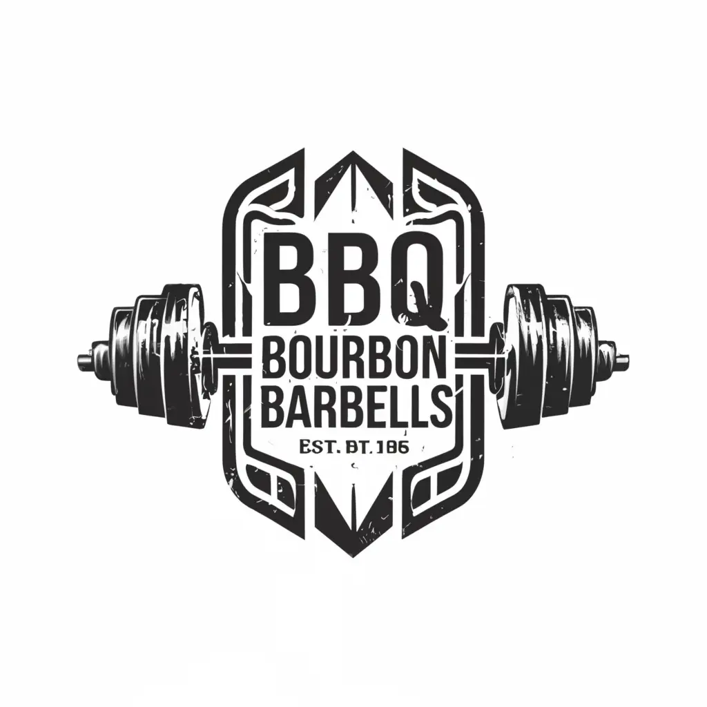 LOGO-Design-For-BBQ-Bourbon-Barbells-Bold-Emblem-with-Chevy-Truck-Marlboro-and-Remington-Fusion