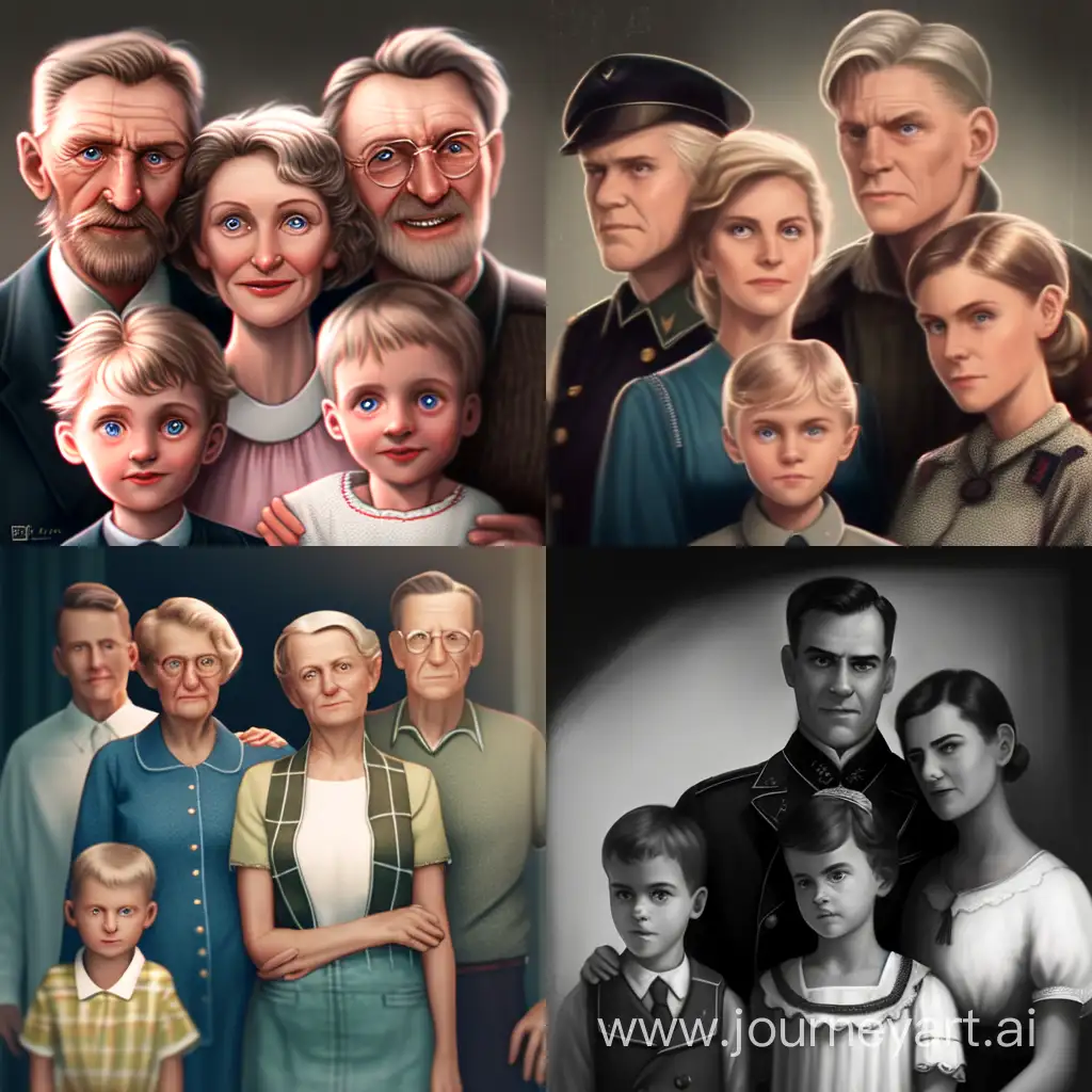 a ultra realistic portret of the average german family from 1945