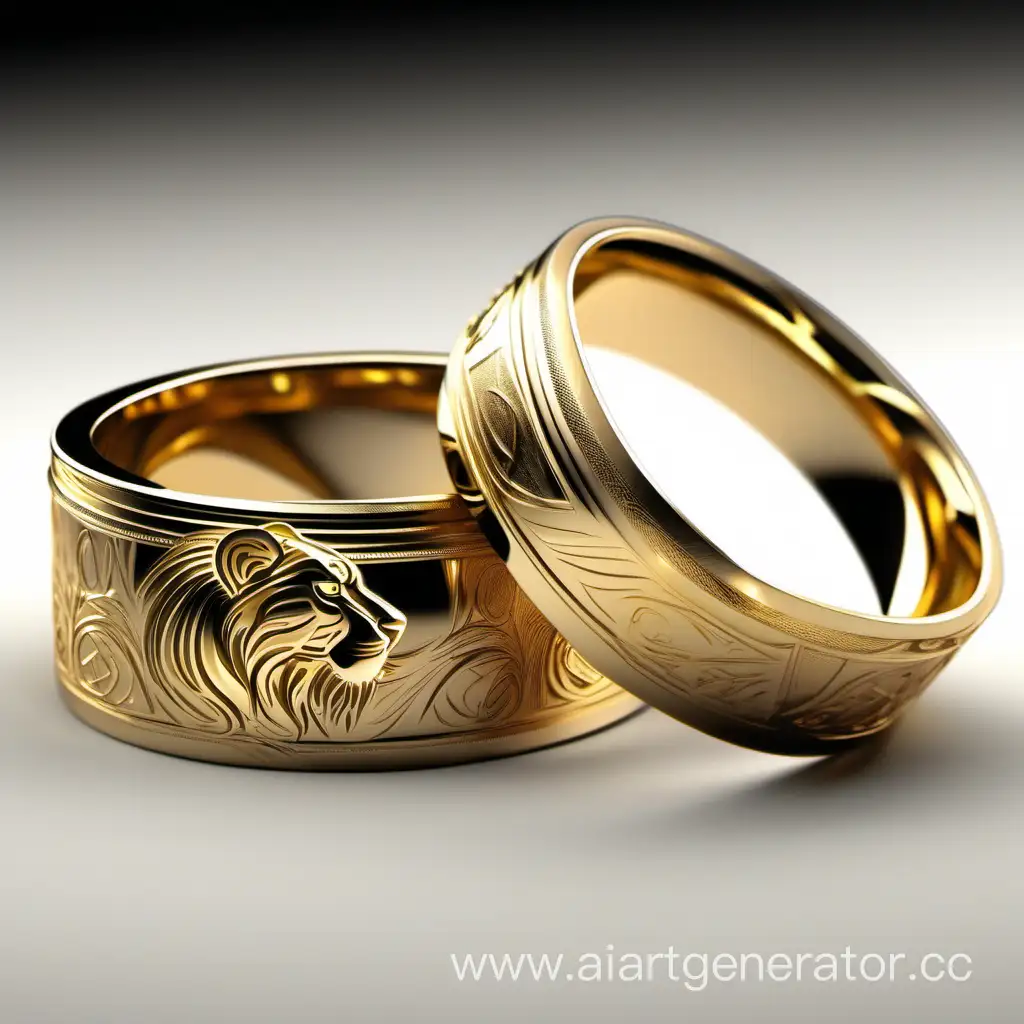 Luxurious-Wedding-Rings-with-Intricate-Lioness-Laser-Engraving-Patterns