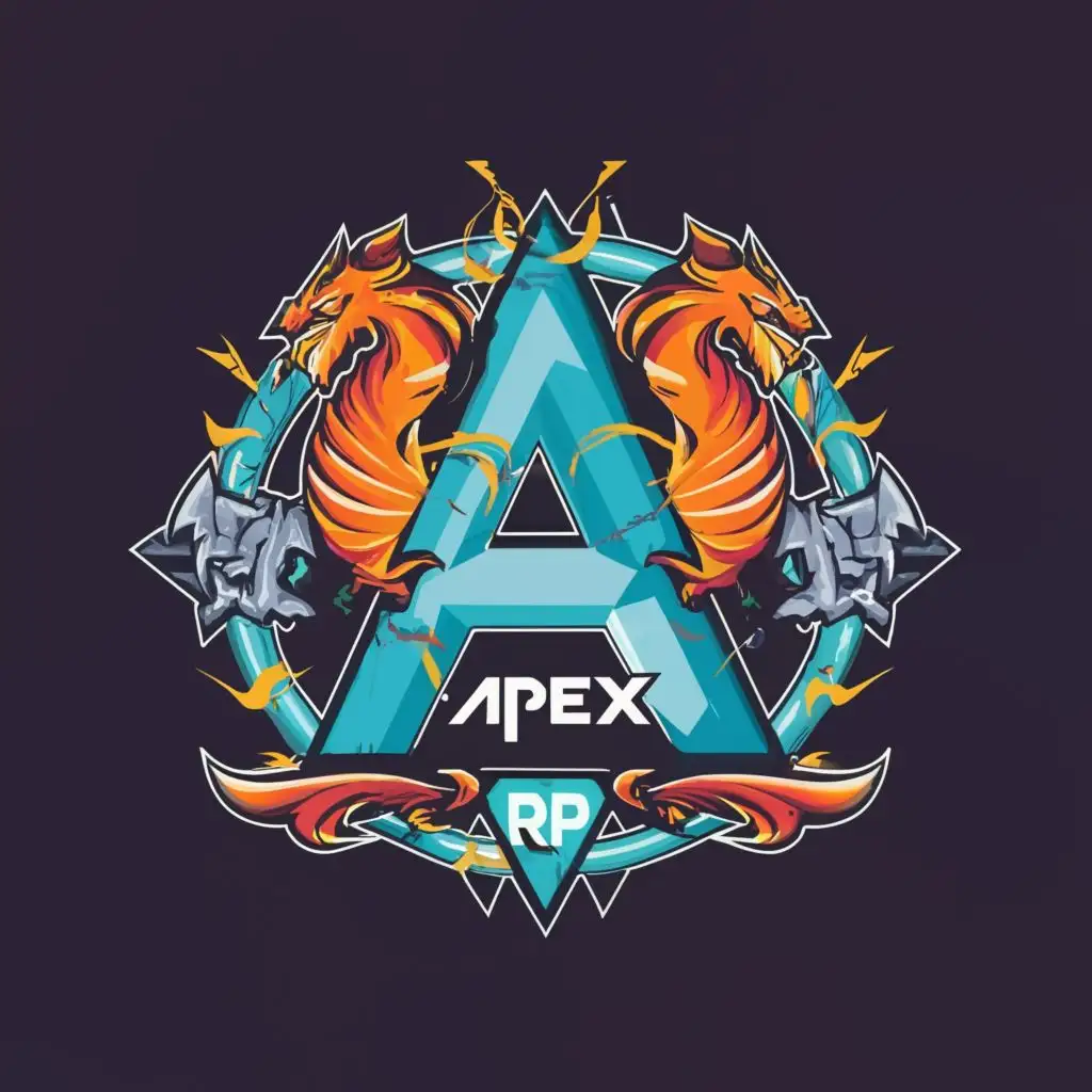 logo, a capital A, surrounded by sprites and dragons, with the text "Apex RP", typography, be used in Technology industry