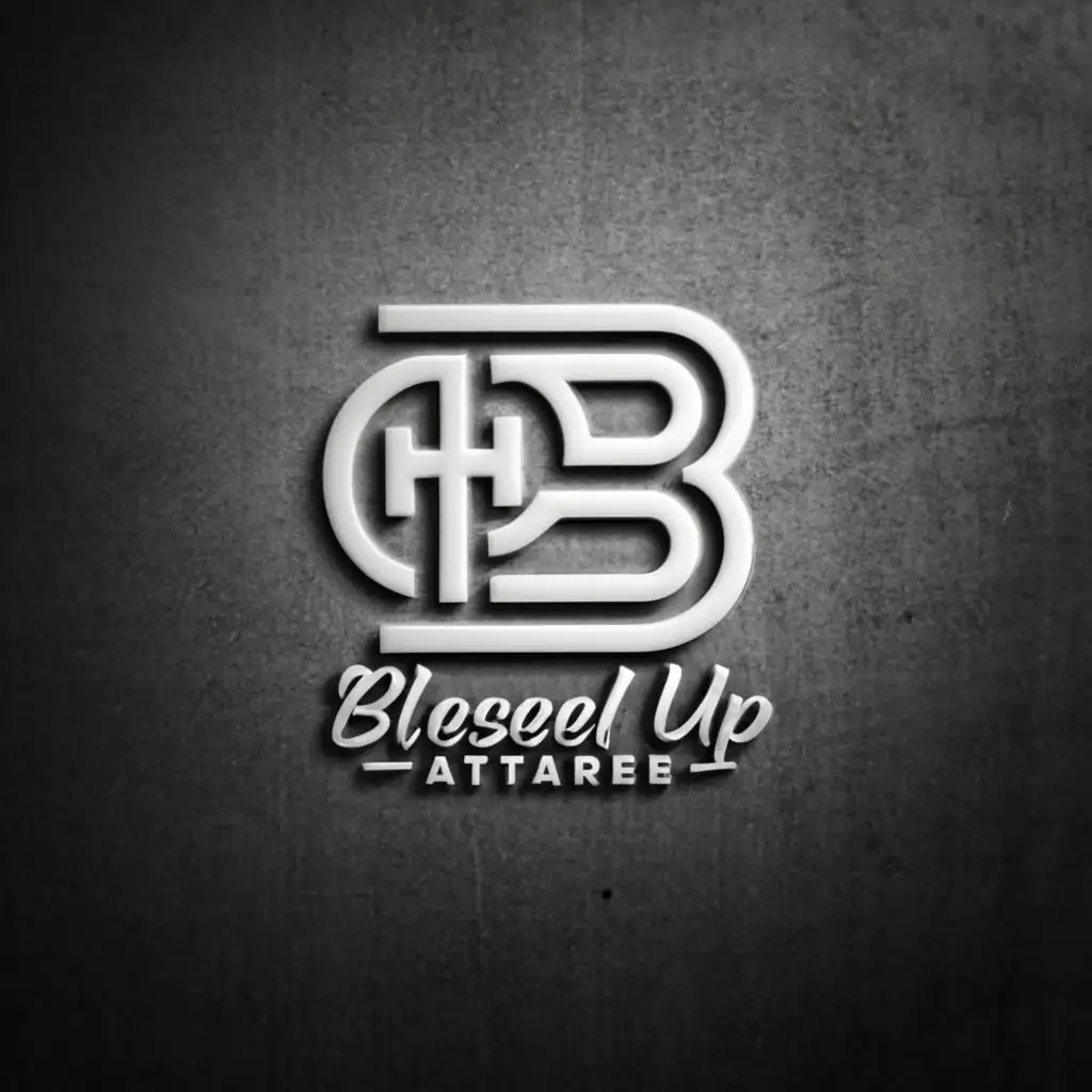 a logo design,with the text "Blessed up Attire", main symbol:B as a 3 in 1 look.  I want it 3D,Moderate,be used in Religious industry,clear background