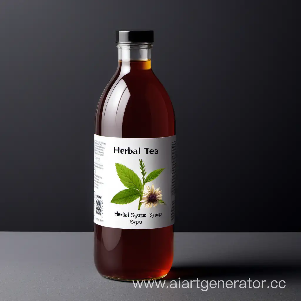 herbal tea syrup bottled package. (minimal and natural) 1L 