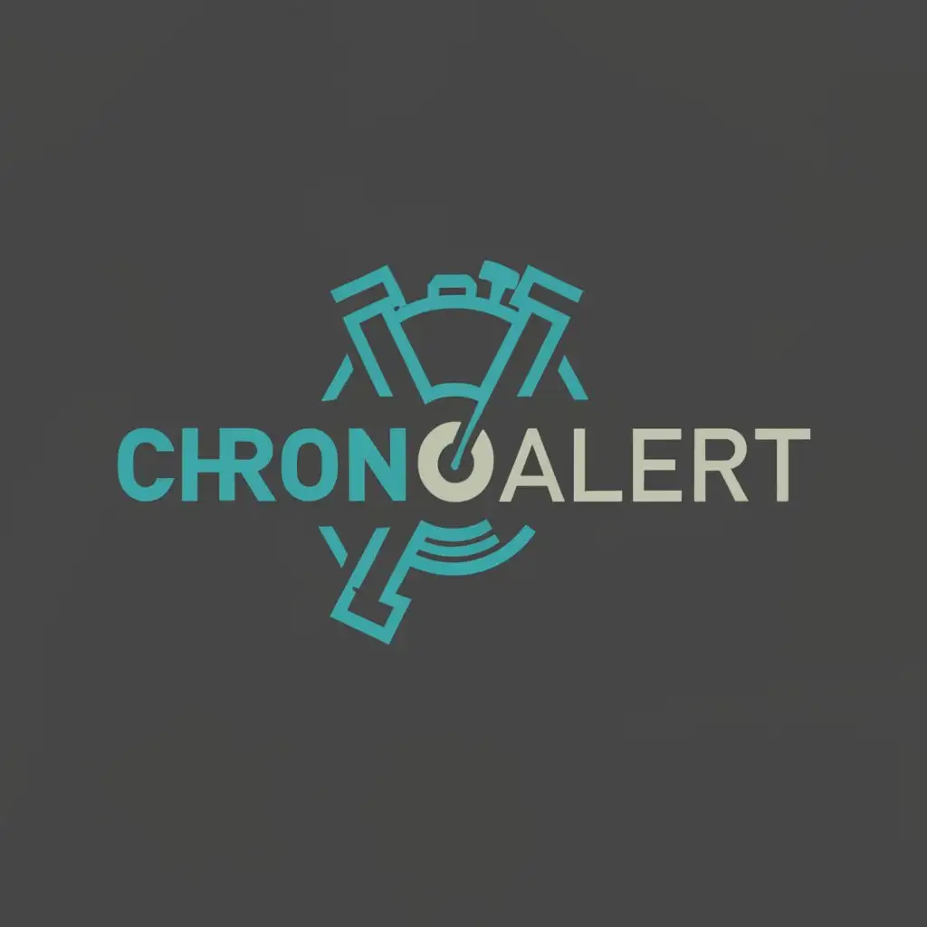 a logo design,with the text "Chrono Alert.", main symbol:NEED minimalist  typography text with the watch and alarm icon color blue, gray / green gray,Moderate,clear background