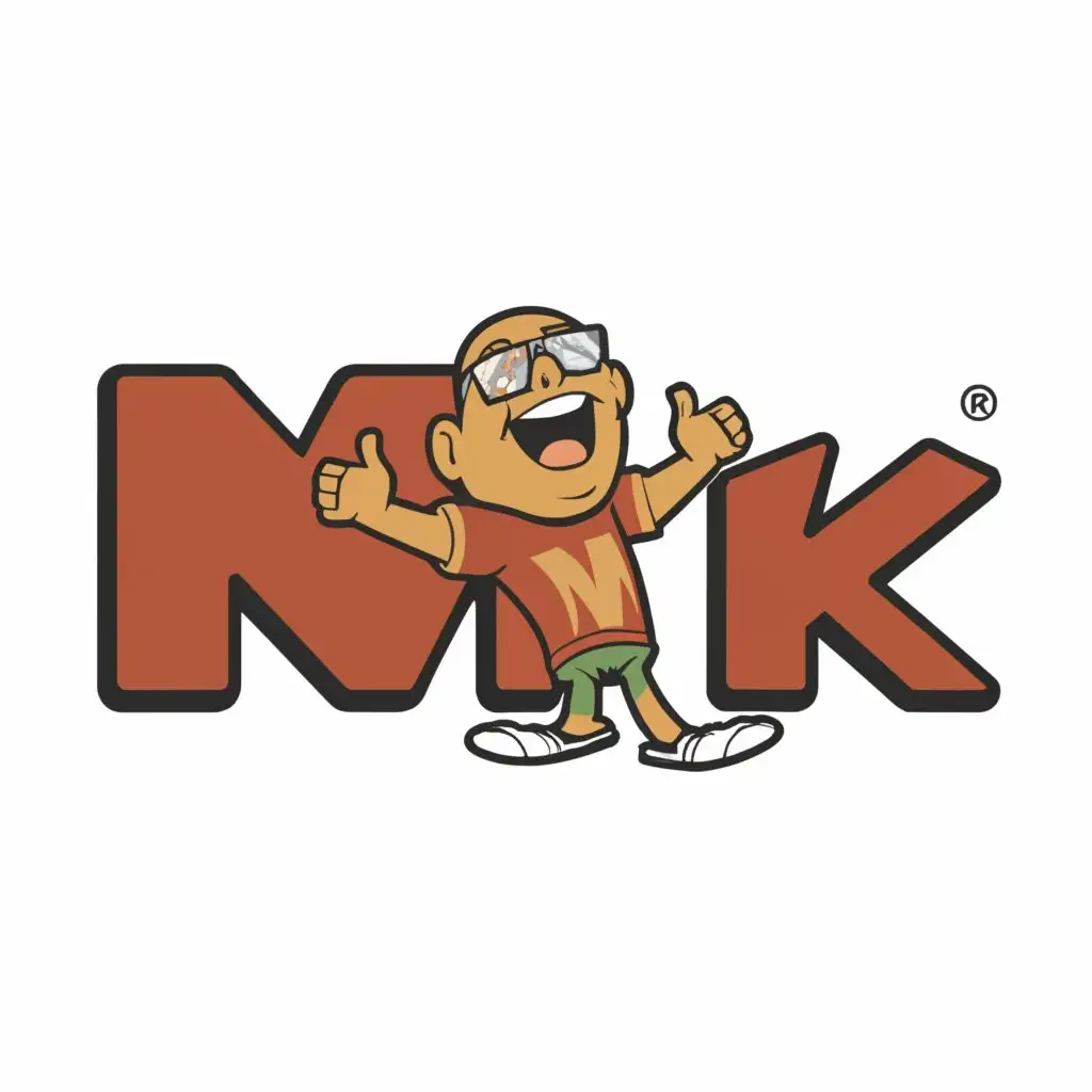 a logo design,with the text "MK", main symbol:cartoon of jacob zuma,complex,clear background