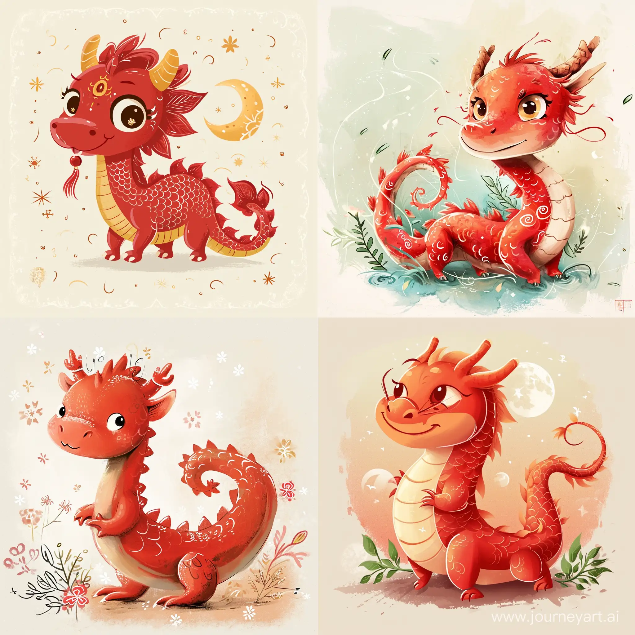 cute red dragon lunar new year