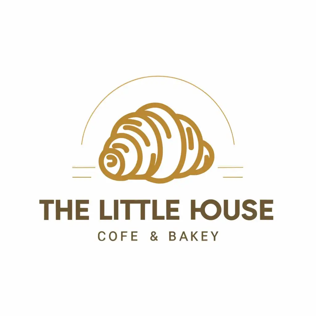 LOGO-Design-For-The-Little-House-Charming-Croissant-Caf-Bakery-Emblem-on-a-Minimalistic-Background