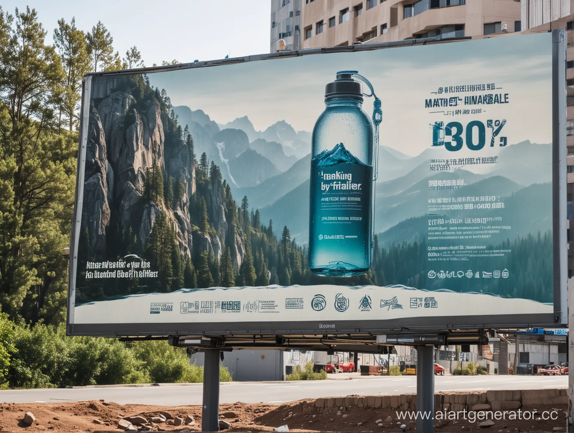 Реклама на билборде для походной бутылки со встроенным фильтром для воды