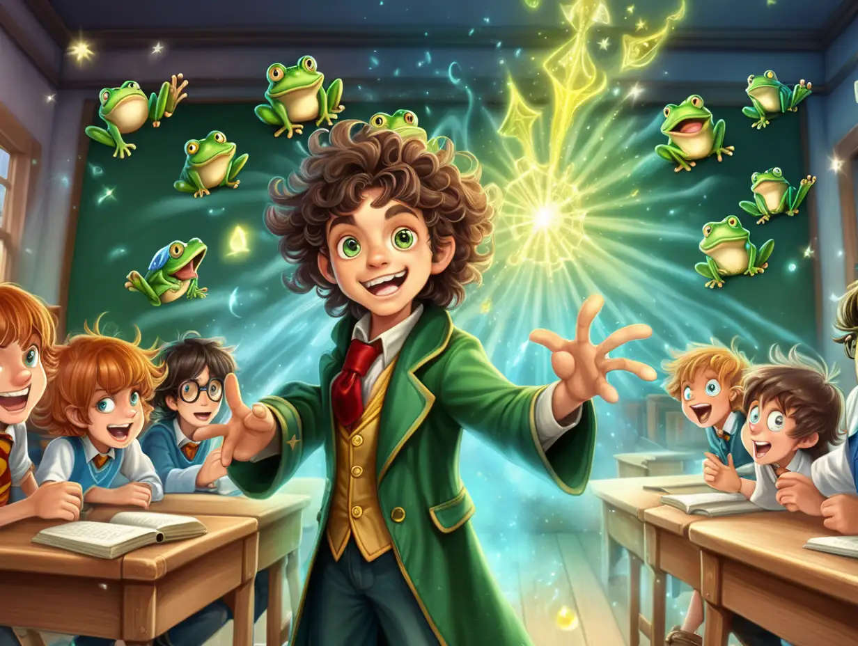 Magical Mishap Sorcerers Apprentice Conjures Flying Green Frogs