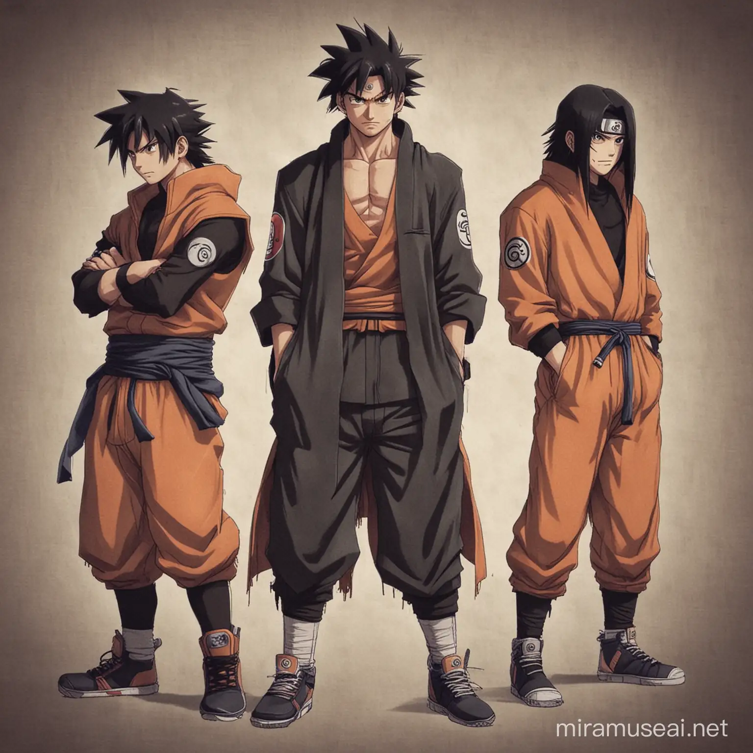 Anime Characters Goku Naruto and Itachi