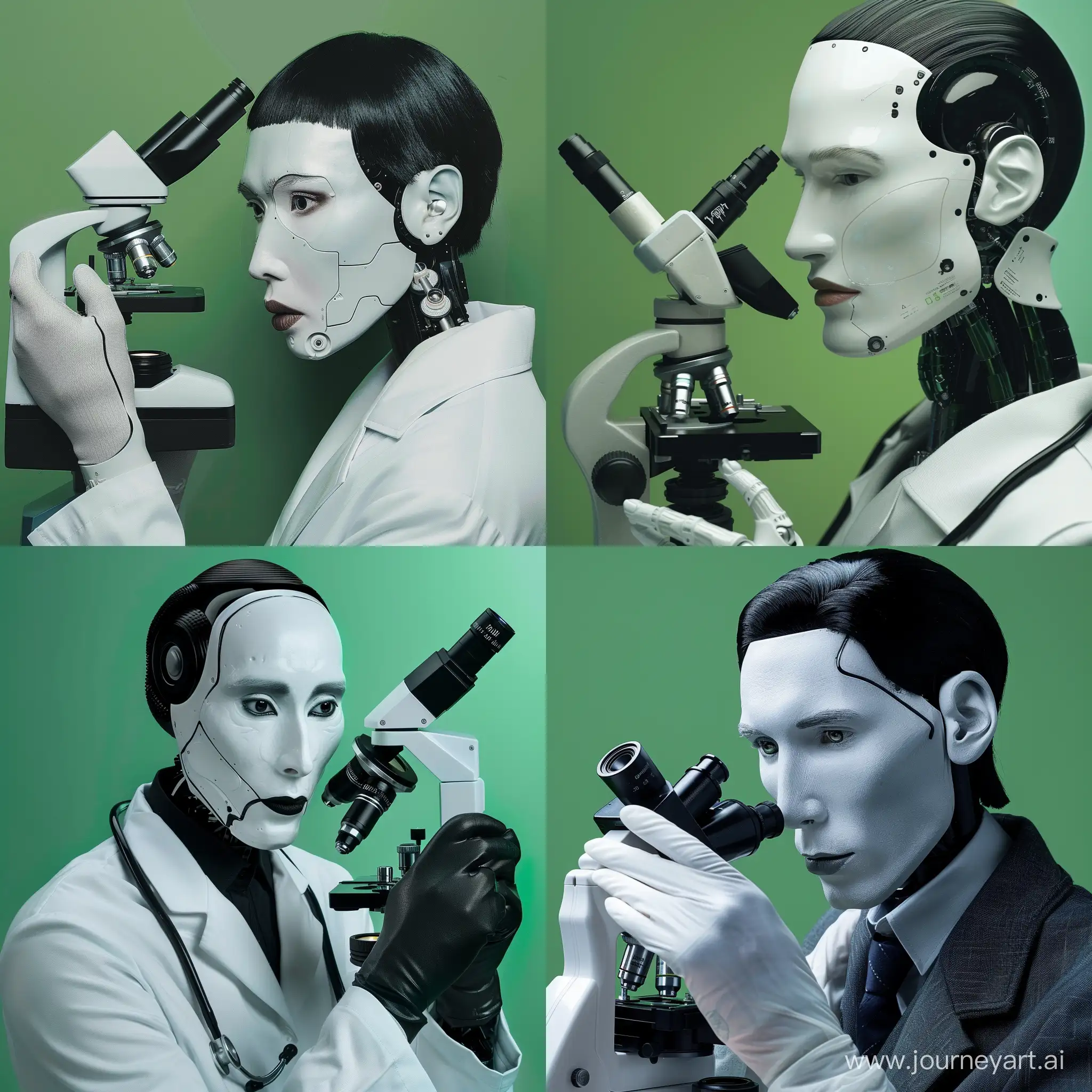 AI-Doctor-Examining-Microscopic-Details-on-Green-Background