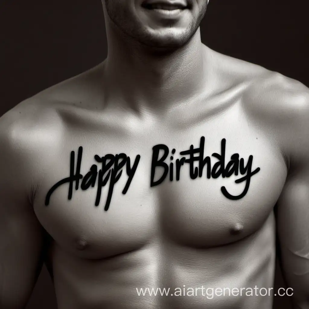 The insctiption on man's chest: Happy birthday