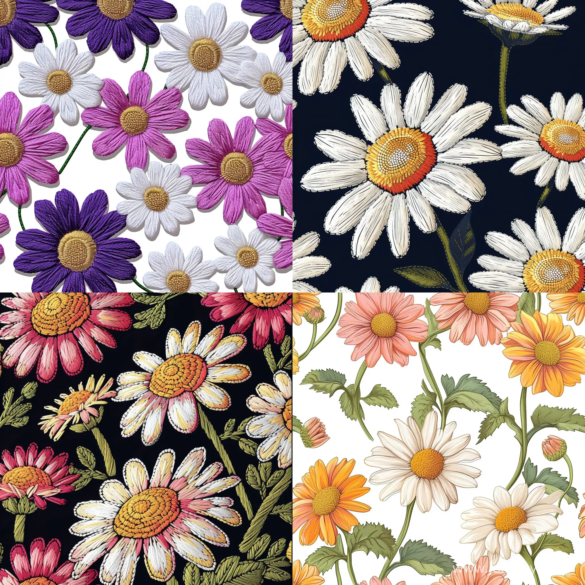 embroidery seamless daisy pattern