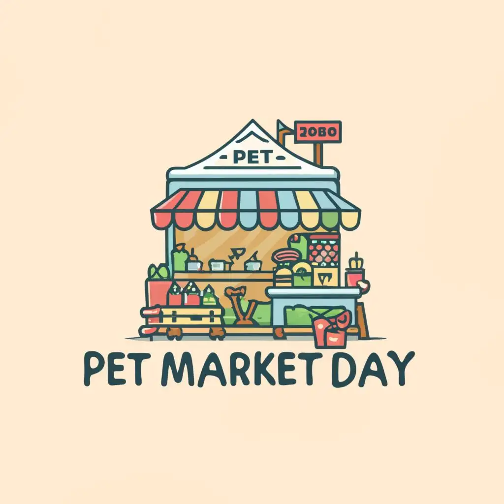 a logo design,with the text "Pet Market Day", main symbol:farmers market booths,Moderate,be used in Animals Pets industry,clear background