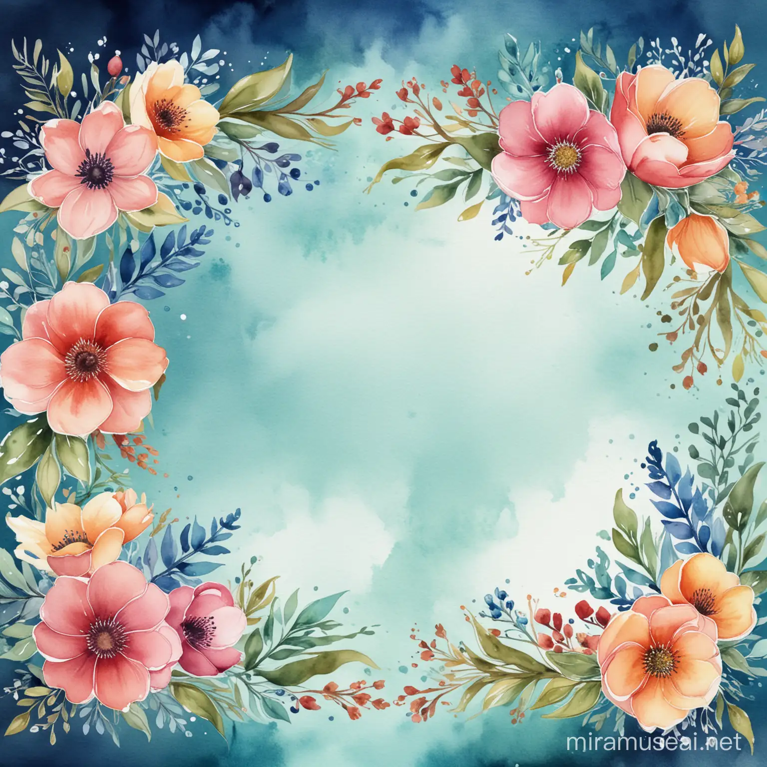 create a water color floral border background for my design project 
