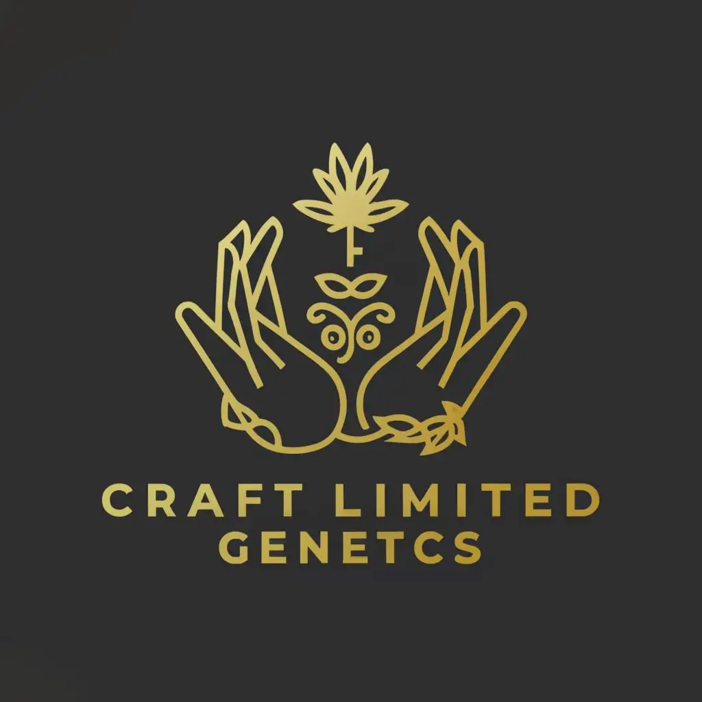 a logo design,with the text "Craft Limited Genetics", main symbol:Fortune teller hands with golden leaf tattoos holding a cannabis seed sprout,Moderate,be used in Travel industry,clear background