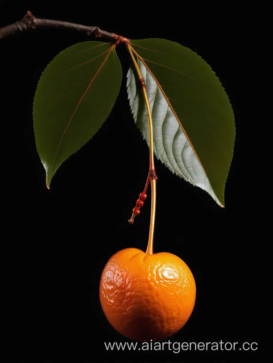African Cherry 1 BIG Orange on black background