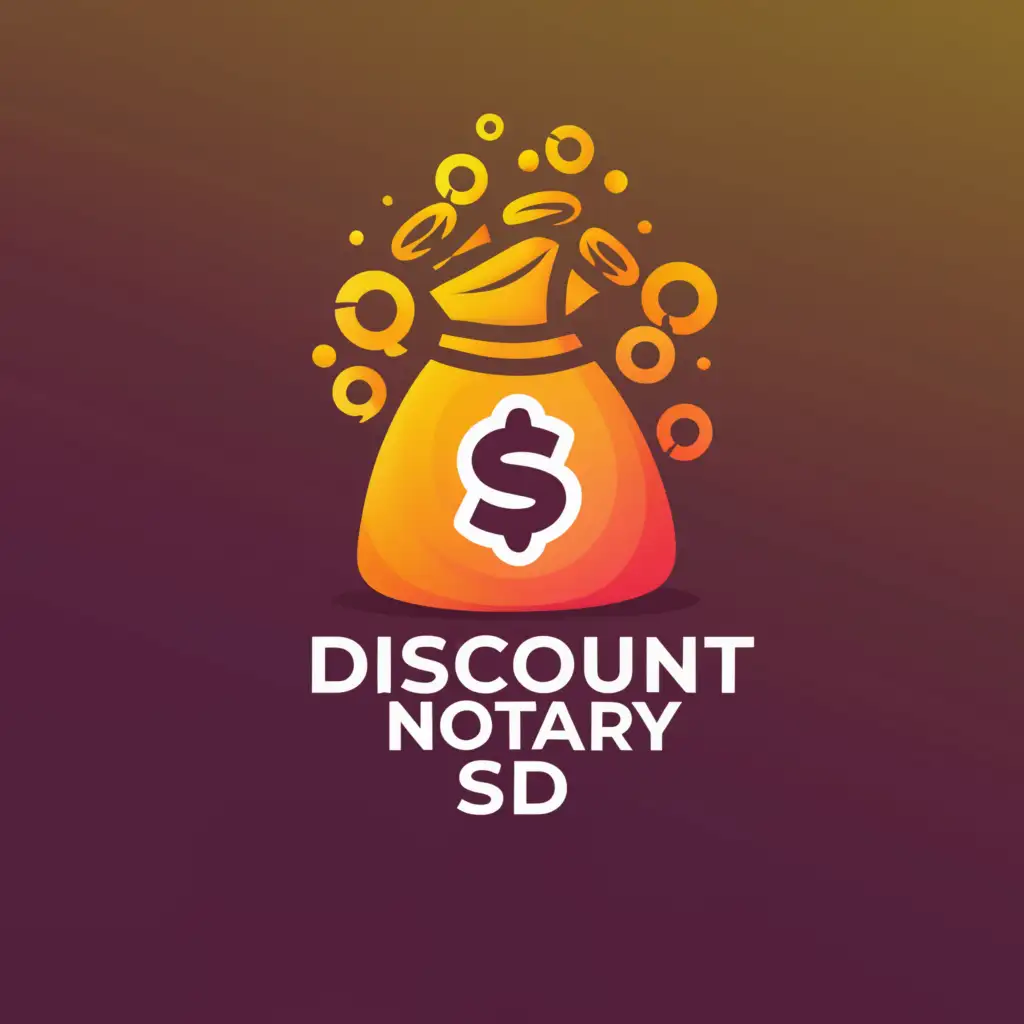 a logo design,with the text "Discount Notary SD", main symbol: saving money Chaos,complex,clear background