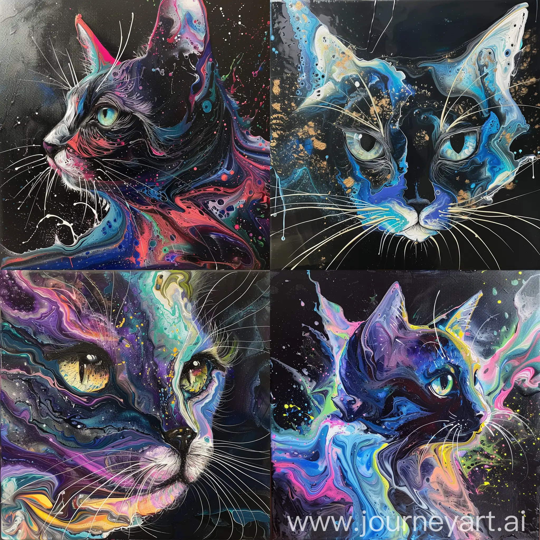 Vibrant-Acrylic-Pour-Style-Cat-Artwork