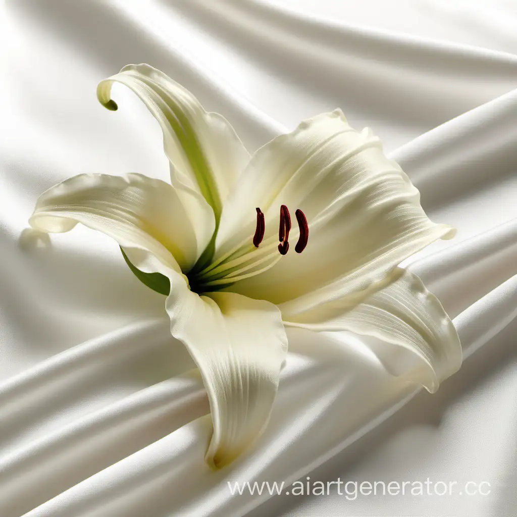 Elegant-Ivory-Silk-Sheet-with-Delicate-Lily-Flower