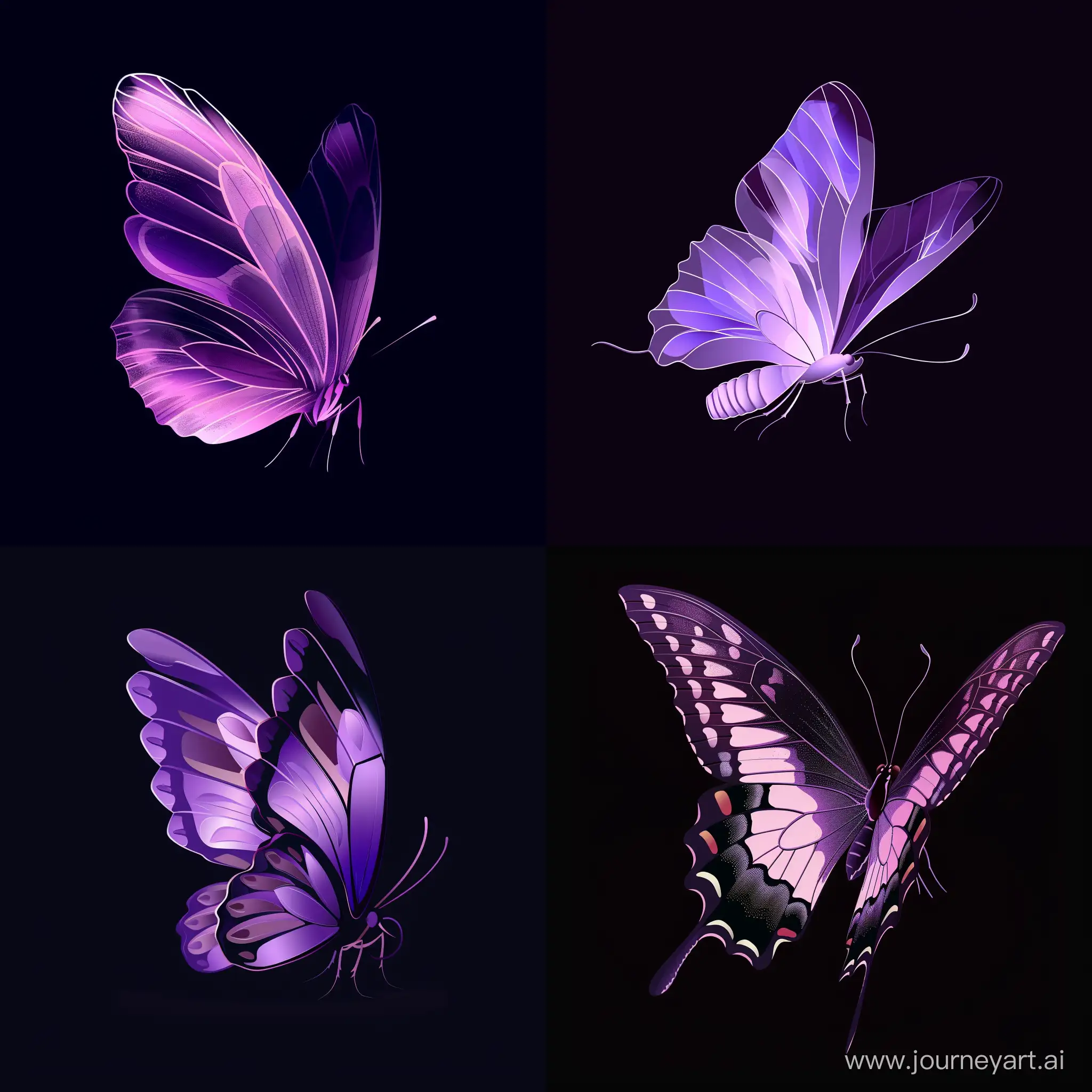 logo,very very beautiful butterfly from the right side,  purple color, HIGH DEFINITION, VECTOR ILLUSTRATION,