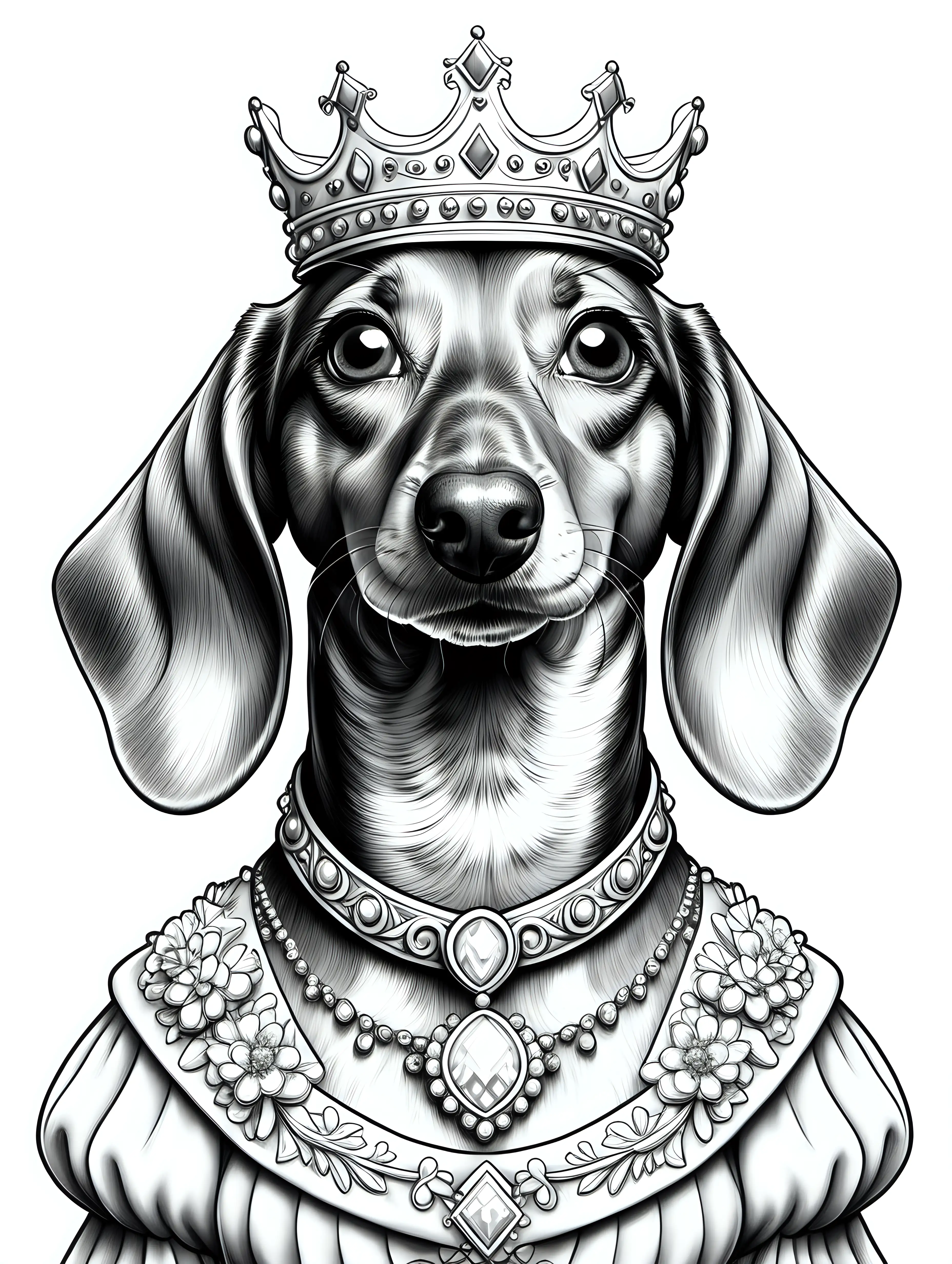 Germaninspired Dachshund Princess Adult Coloring Book Page
