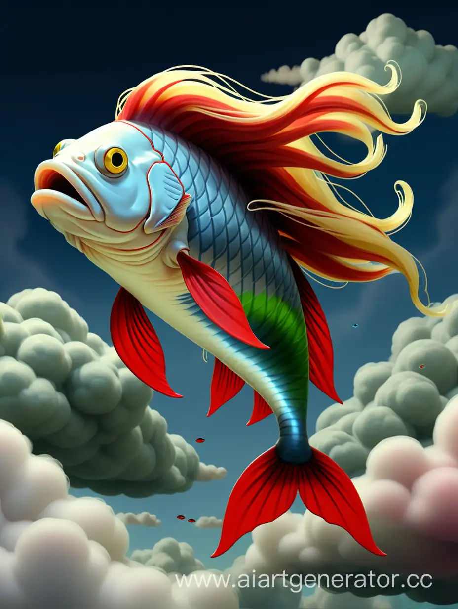 Fish-Swimming-in-Colorful-Cloudscape-with-Unique-Attire